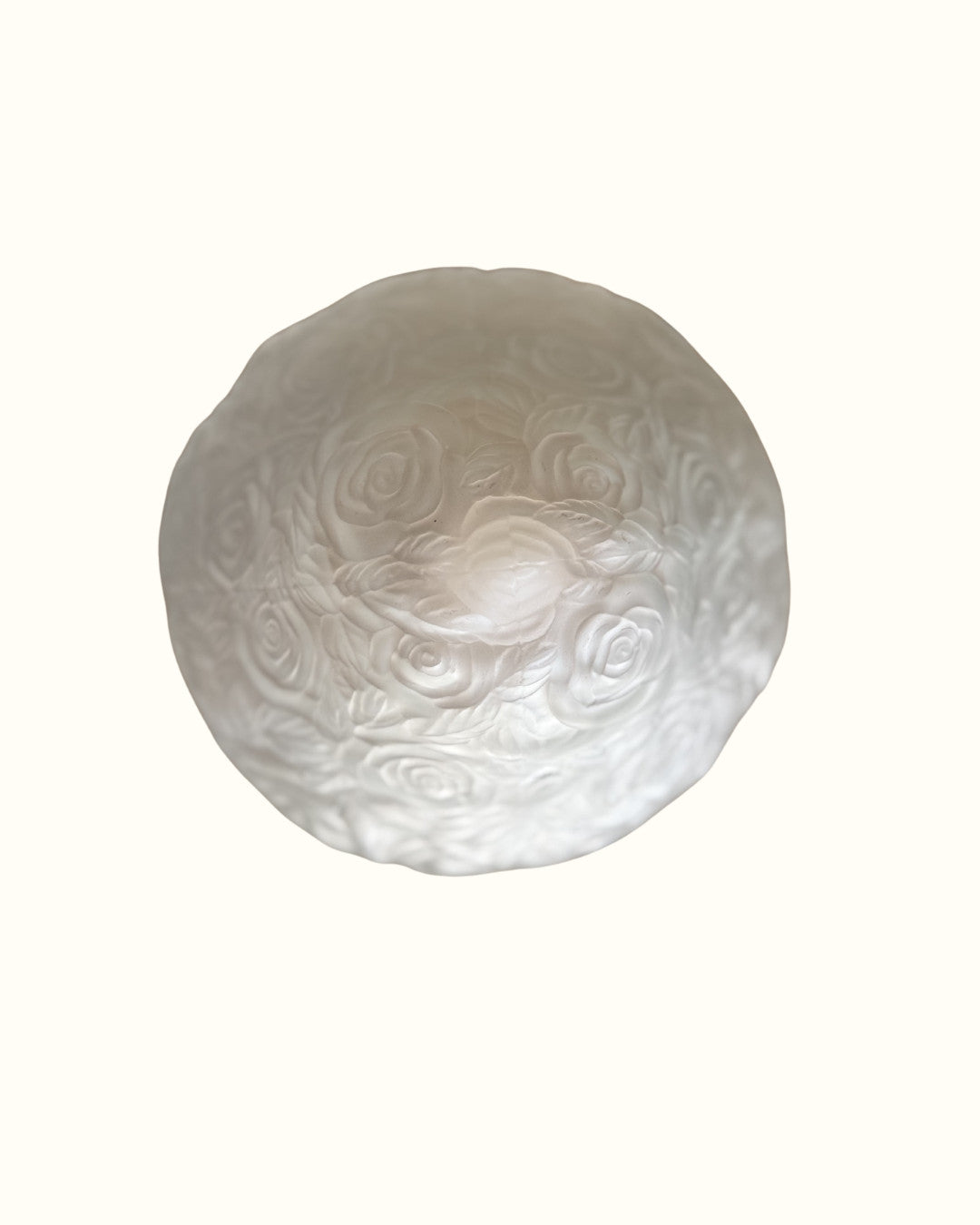 Art Deco Frosted Glass French Mushroom Table Lamp With Rose Relief Shade