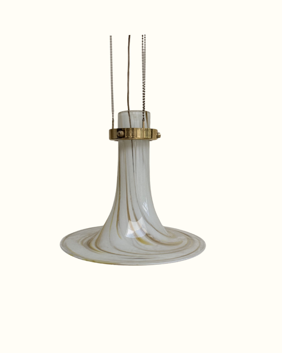1970’s Mid Century Large Vintage Murano Opaline Swirl Large Glass Pendant Light