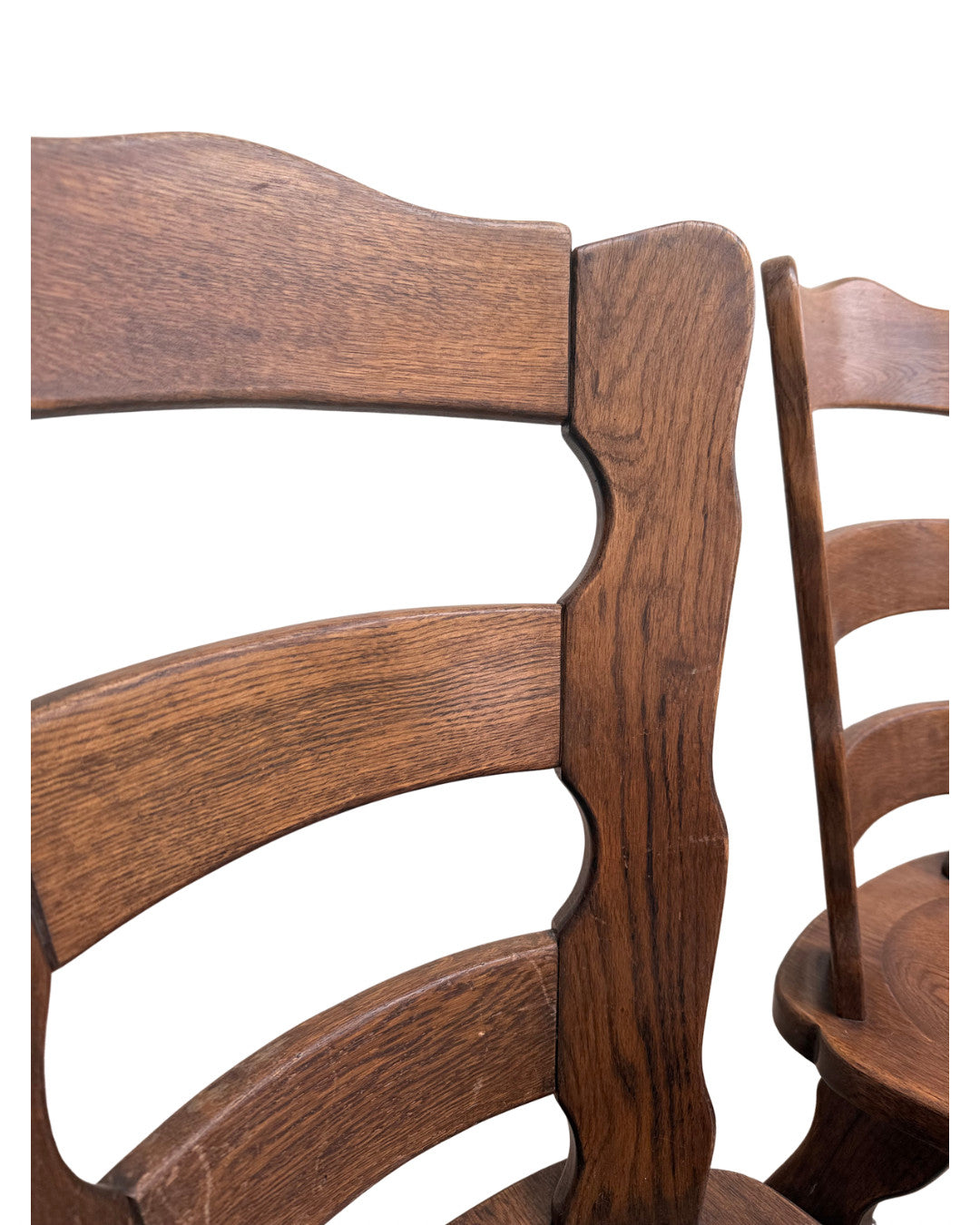 Set of 4 Mid Century Brutalist Oak Dining Chairs Henning kjaernulf style
