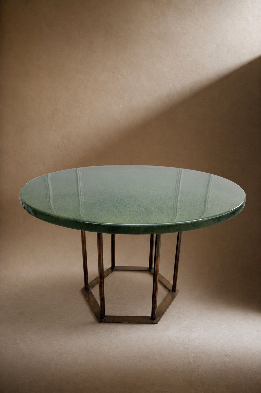 Mid Century Style Vintage Round Green Resin Dining Table