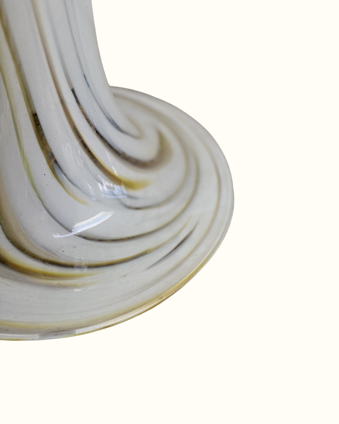1970’s Mid Century Large Vintage Murano Opaline Swirl Large Glass Pendant Light