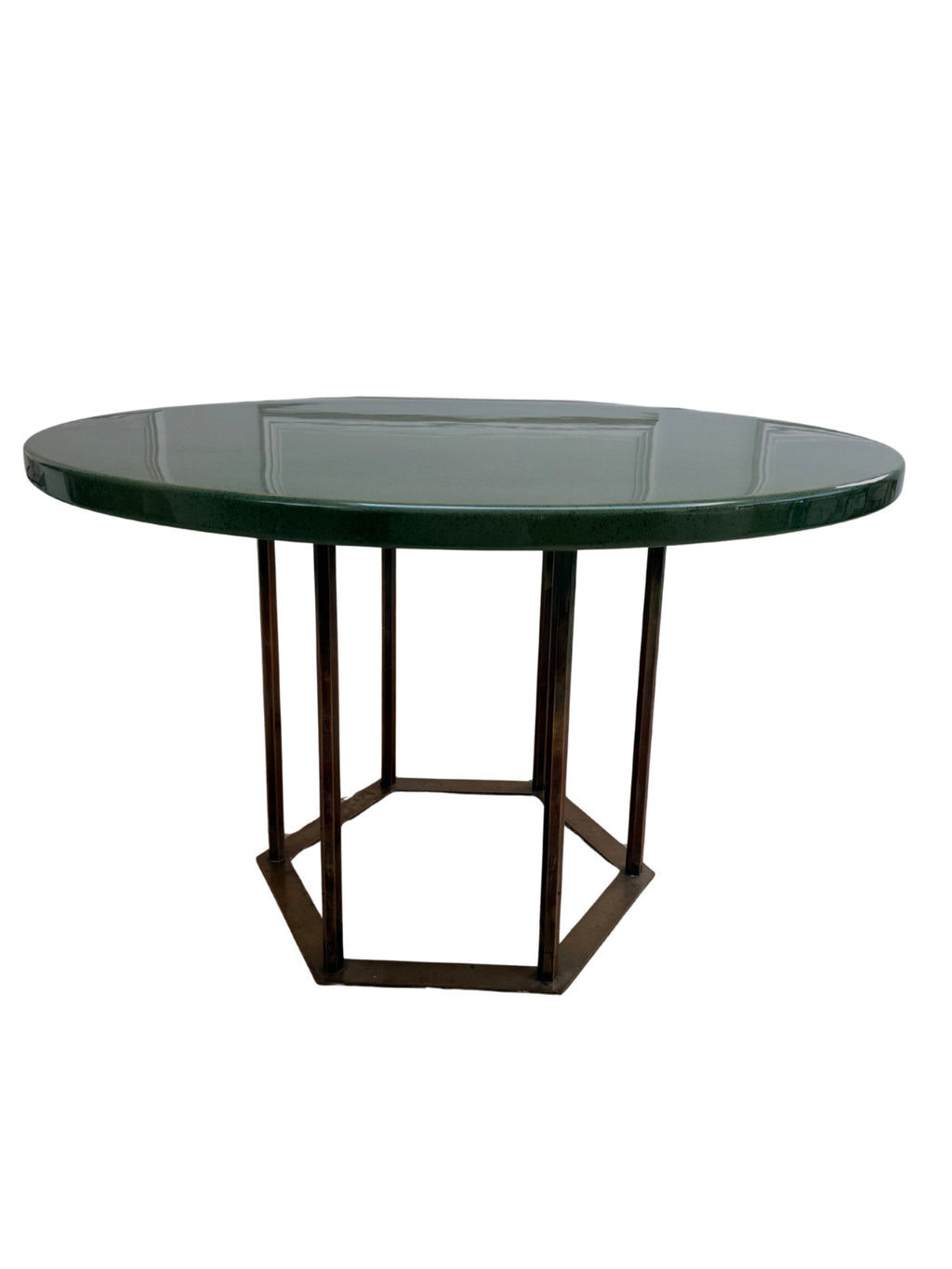 Mid Century Style Vintage Round Green Resin Dining Table
