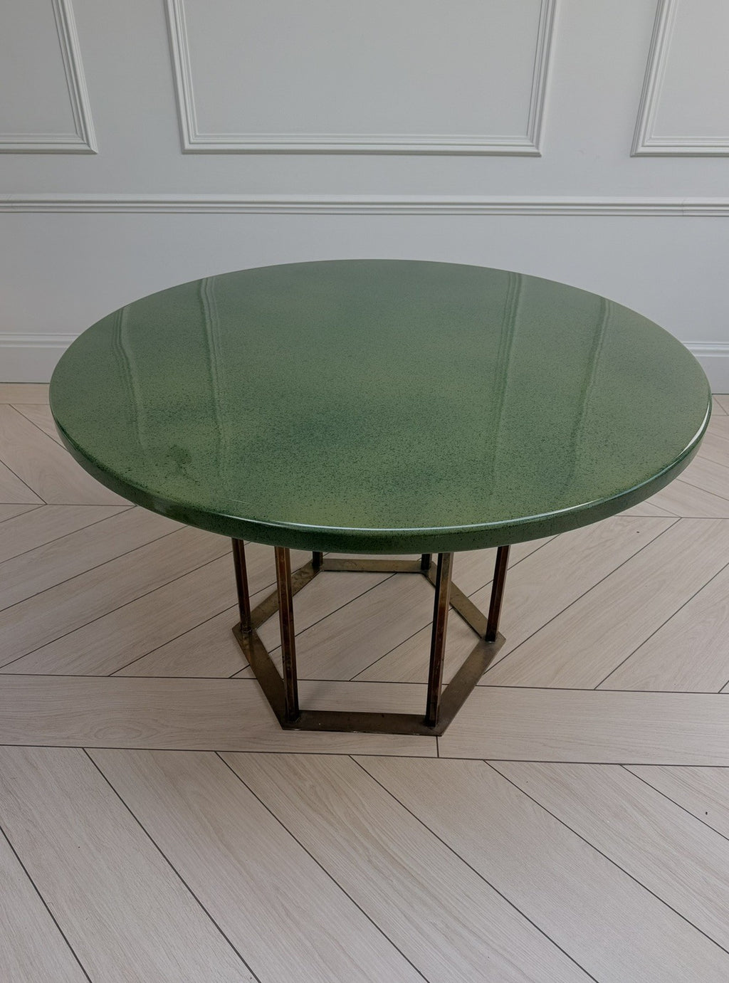 Mid Century Style Vintage Round Green Resin Dining Table