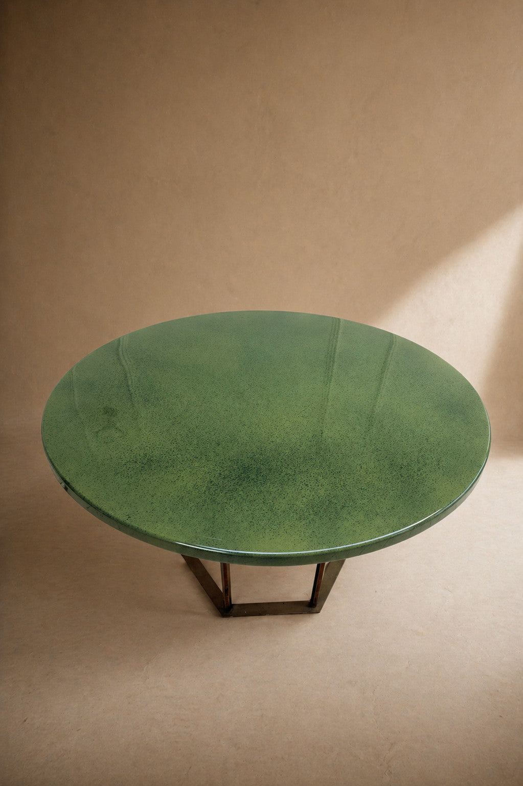 Mid Century Style Vintage Round Green Resin Dining Table
