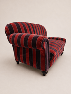striped velvet curved-back two-seater sofa - full sofa from the left front angle